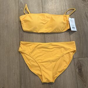YMI Bandeau Bikini Tie Back Bright Saffron Colorful Fun Large NEW‎